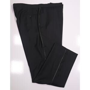 Calvin Klein Slim Fit Black Tuxedo Pants Trousers Flat Front Wool 42x30 New!